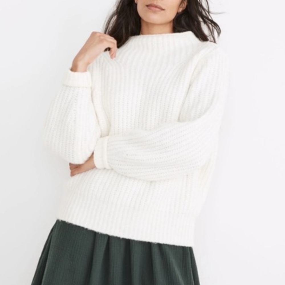 Madewell Loretto Mockneck Pullover Cream Long Sleeve Sweater